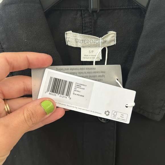 Outerknown Black Station Jumpsuit Playsuit Zip Small Organic Cotton Linen Blend - Picture 4 of 7